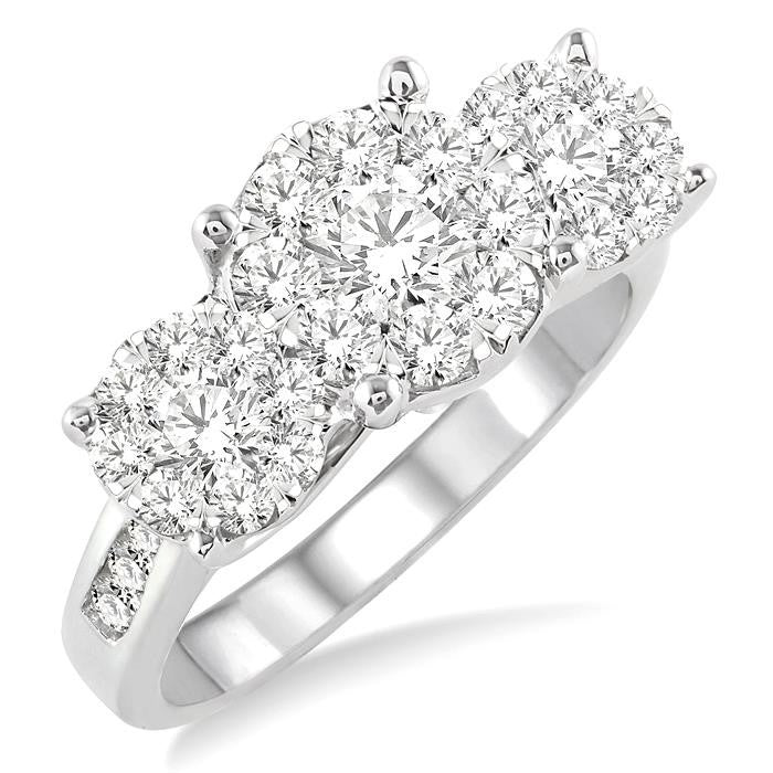 2 Ctw Shine Bright Round Cut Diamond Ring in 14K White Gold