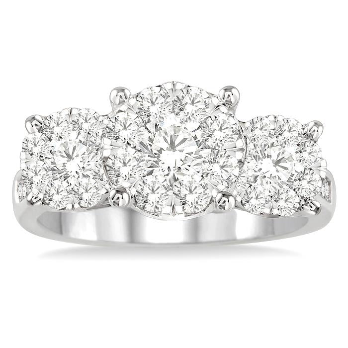 2 Ctw Shine Bright Round Cut Diamond Ring in 14K White Gold