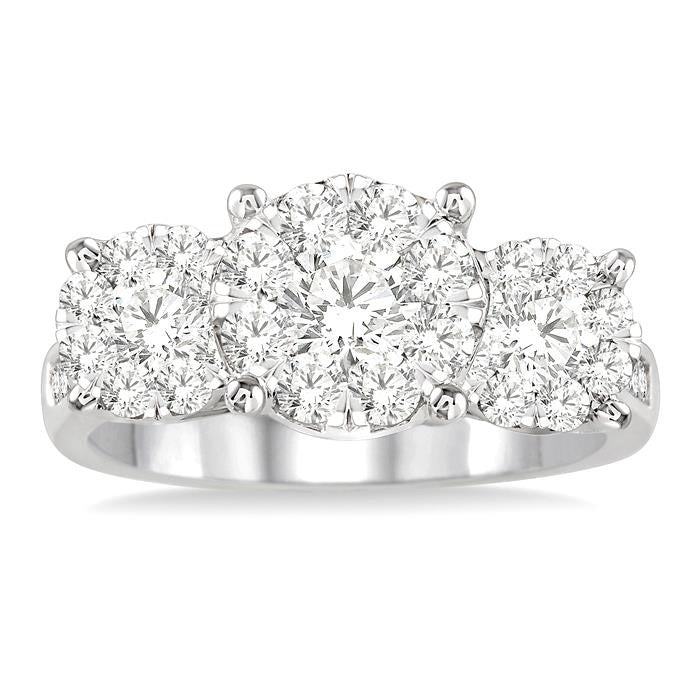 1 1/2 Ctw Shine Bright Round Cut Diamond Ring in 14K White Gold