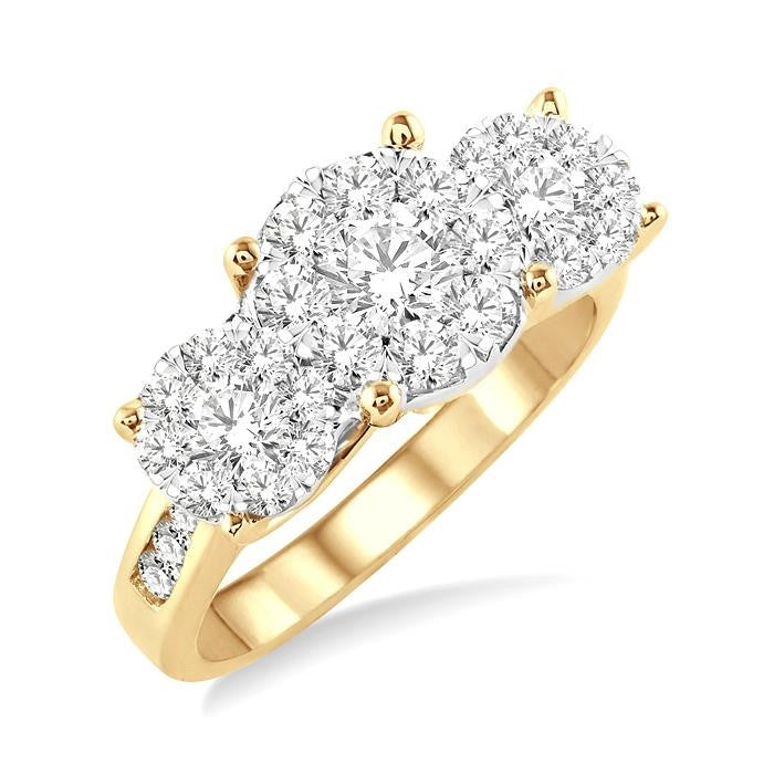 1 1/2 Ctw Shine Bright Round Cut Diamond Ring in 14K Yellow and White Gold
