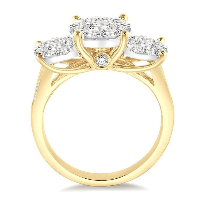 1 1/2 Ctw Shine Bright Round Cut Diamond Ring in 14K Yellow and White Gold