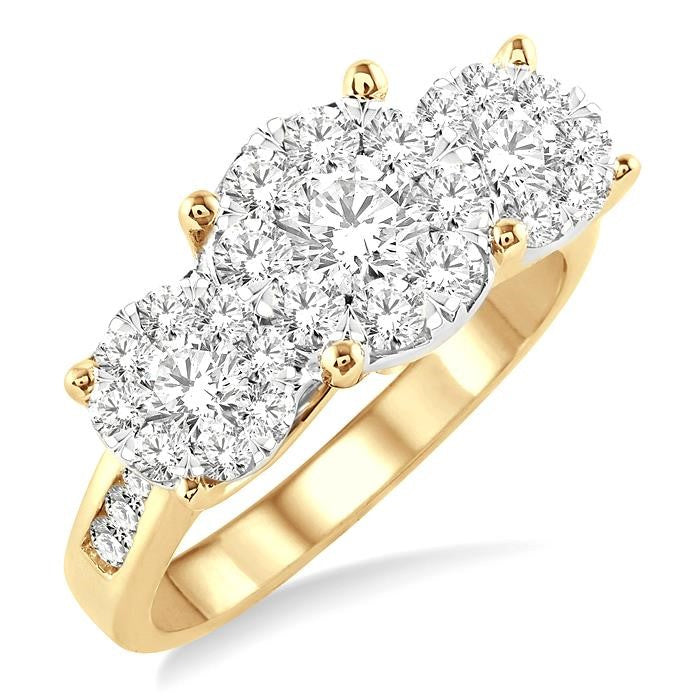 2 Ctw Shine Bright Round Cut Diamond Ring in 14K Yellow and White Gold