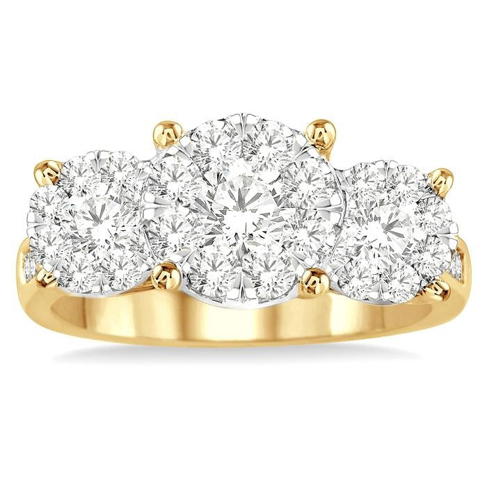 2 Ctw Shine Bright Round Cut Diamond Ring in 14K Yellow and White Gold