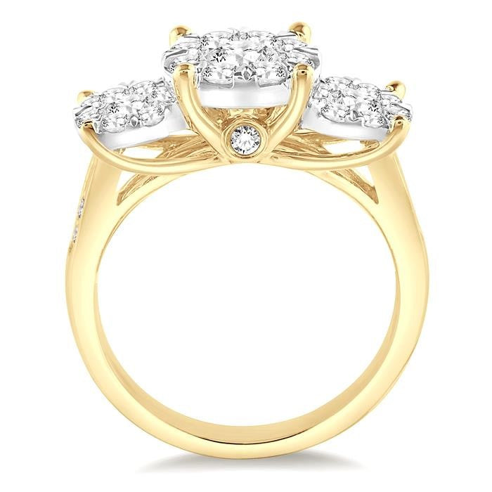 2 Ctw Shine Bright Round Cut Diamond Ring in 14K Yellow and White Gold