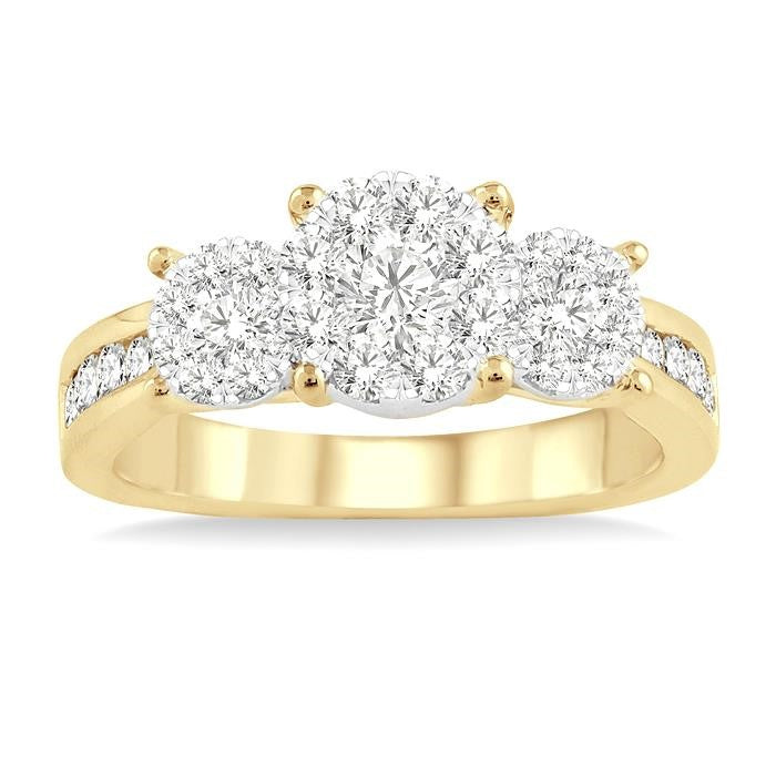 1 Ctw Shine Bright Round Cut Diamond Ring in 14K Yellow and White Gold