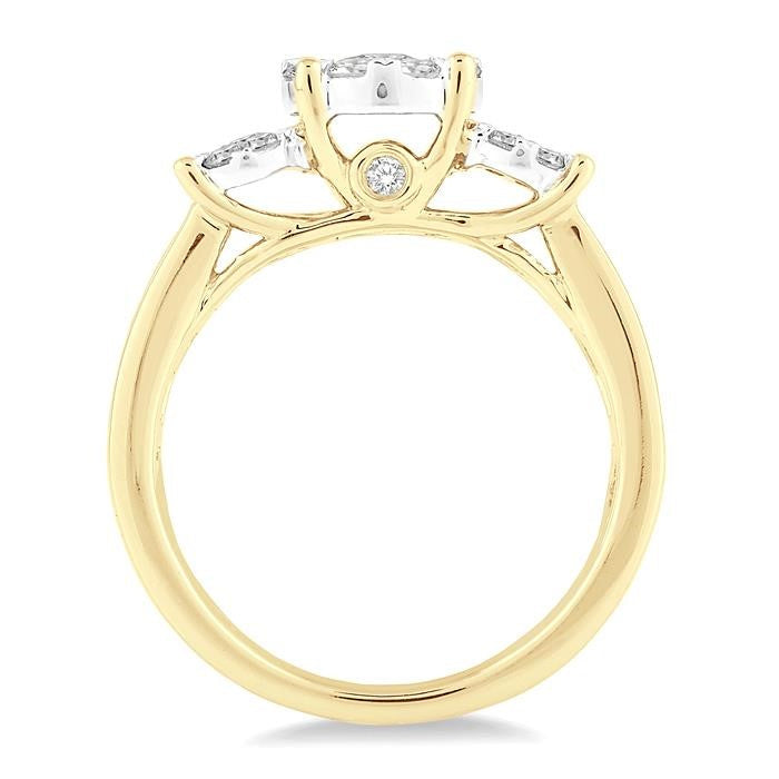 1 Ctw Shine Bright Round Cut Diamond Ring in 14K Yellow and White Gold