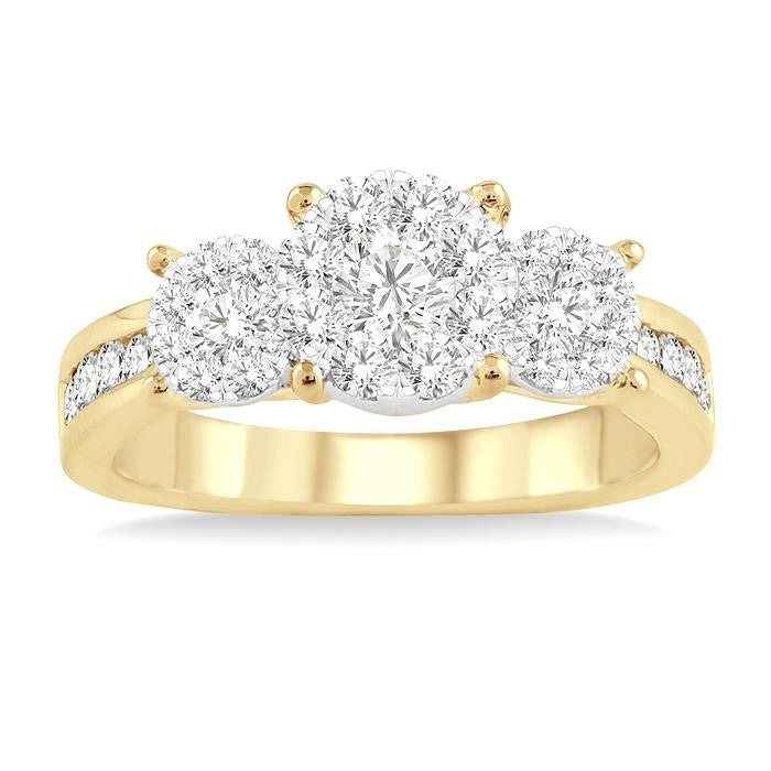 1 Ctw Shine Bright Round Cut Diamond Ring in 14K Yellow and White Gold