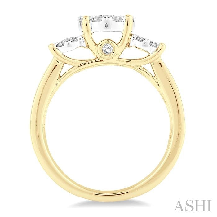 1 Ctw Shine Bright Round Cut Diamond Ring in 14K Yellow and White Gold