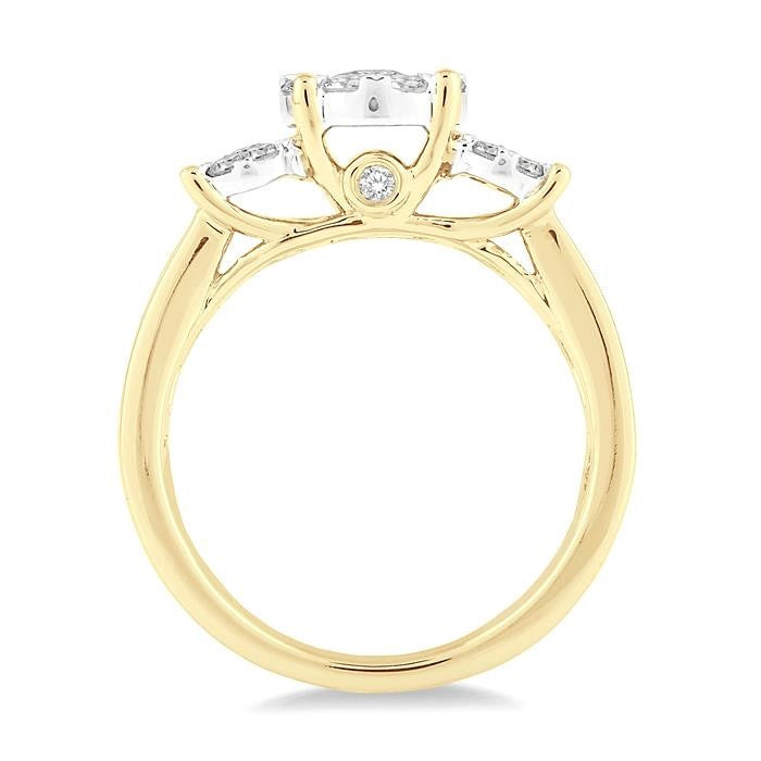3/4 Ctw Shine Bright Round Cut Diamond Ring in 14K Yellow and White Gold
