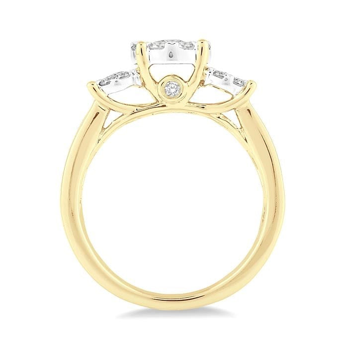 1/2 Ctw Shine Bright Round Cut Diamond Ring in 14K Yellow and White Gold