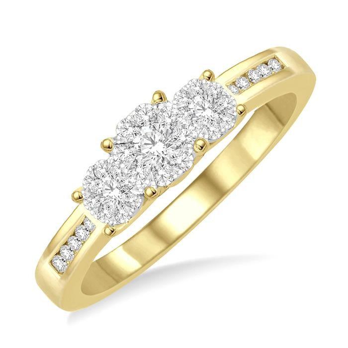 1/3 Ctw Shine Bright Round Cut Diamond Ring in 14K Yellow and White Gold