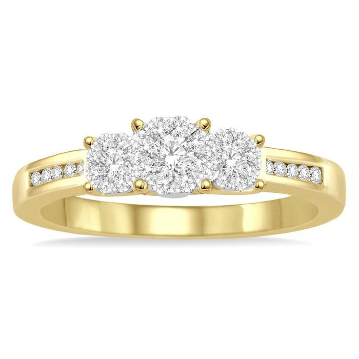 1/3 Ctw Shine Bright Round Cut Diamond Ring in 14K Yellow and White Gold