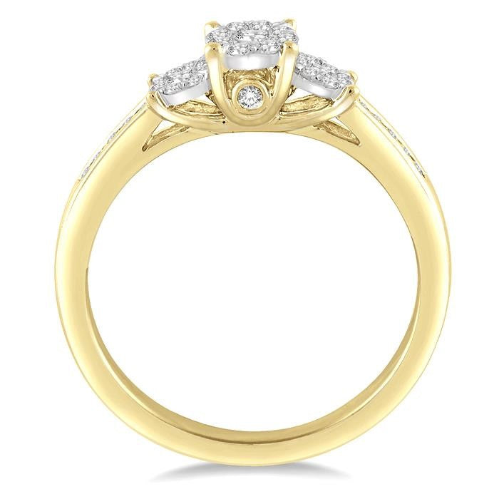 1/3 Ctw Shine Bright Round Cut Diamond Ring in 14K Yellow and White Gold