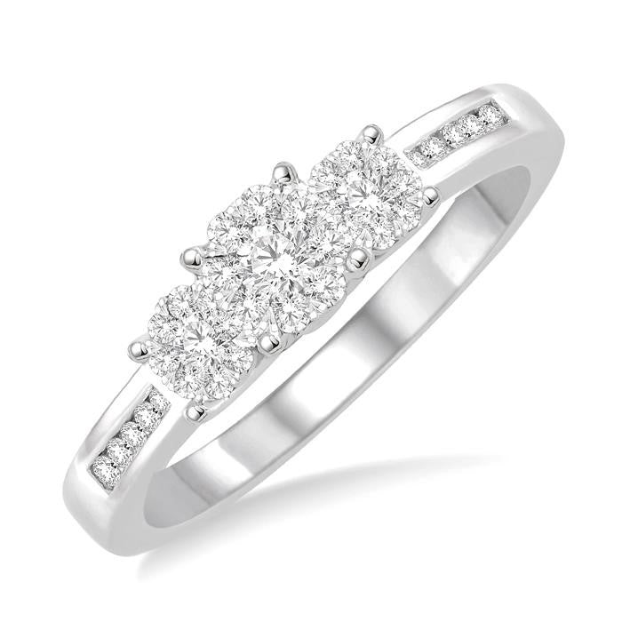 1/3 Ctw Round Cut Diamond Shine Bright Ring in 14K White Gold