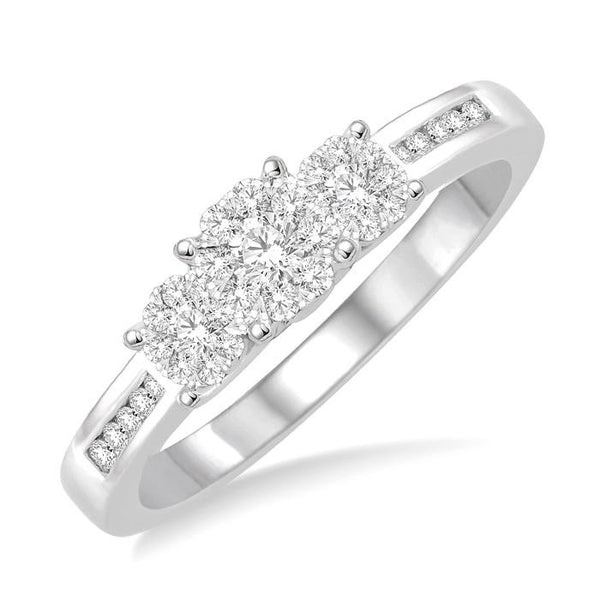1/3 Ctw Round Cut Diamond Shine Bright Ring in 14K White Gold