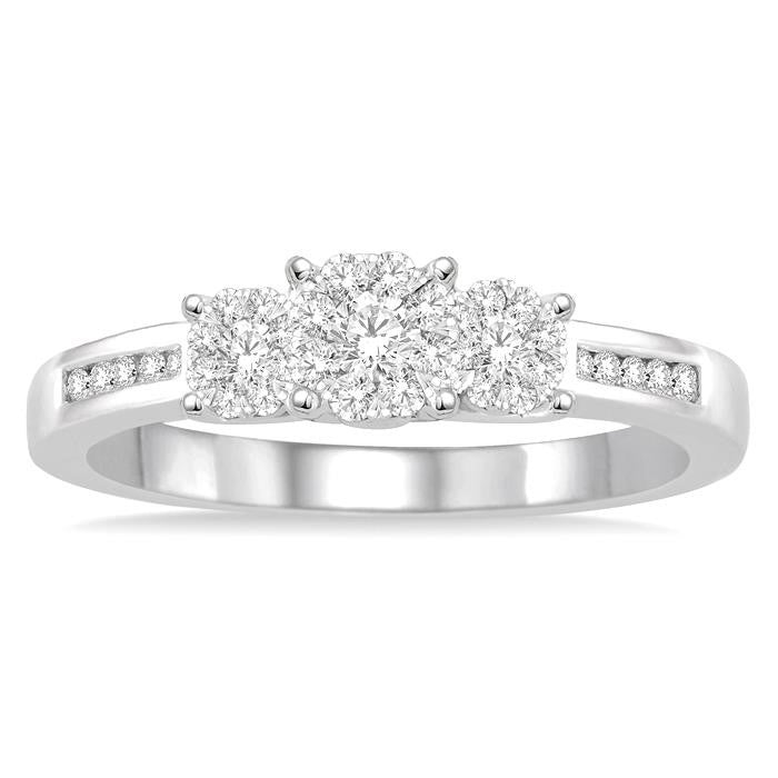 1/3 Ctw Round Cut Diamond Shine Bright Ring in 14K White Gold