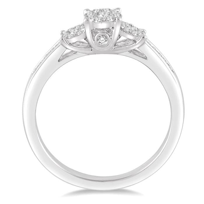1/3 Ctw Round Cut Diamond Shine Bright Ring in 14K White Gold