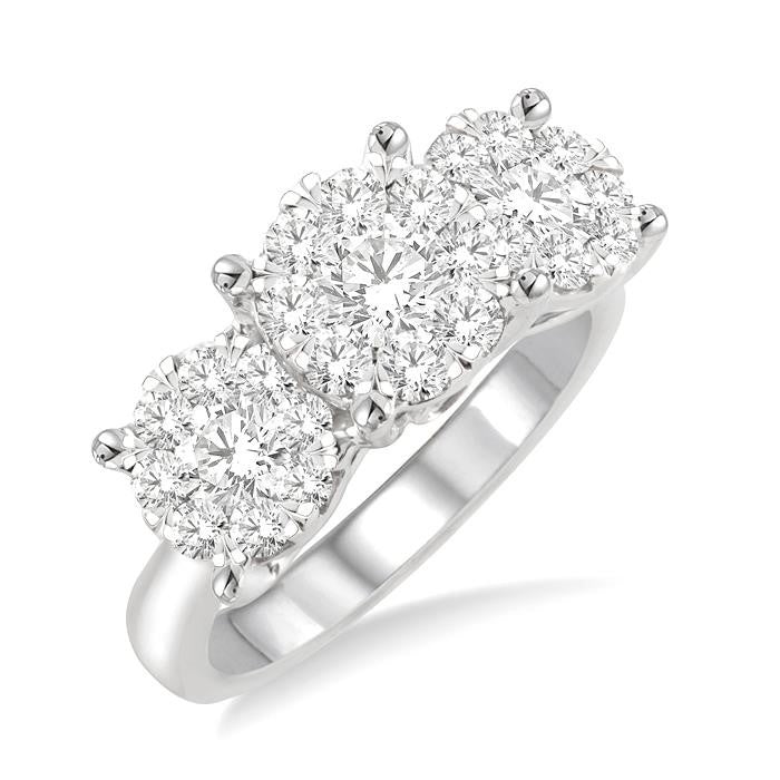 1 1/2 Ctw Shine Bright Round Cut Diamond Ring in 14K White Gold