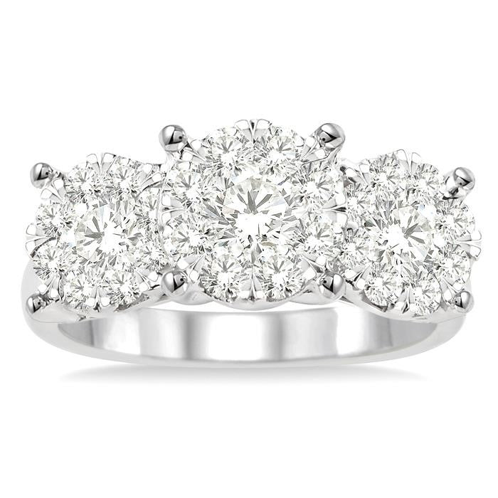 1 1/2 Ctw Shine Bright Round Cut Diamond Ring in 14K White Gold