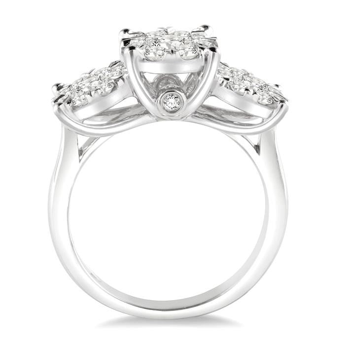 1 1/2 Ctw Shine Bright Round Cut Diamond Ring in 14K White Gold