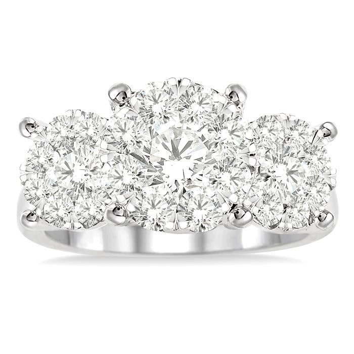 2 Ctw Shine Bright Round Cut Diamond Ring in 14K White Gold