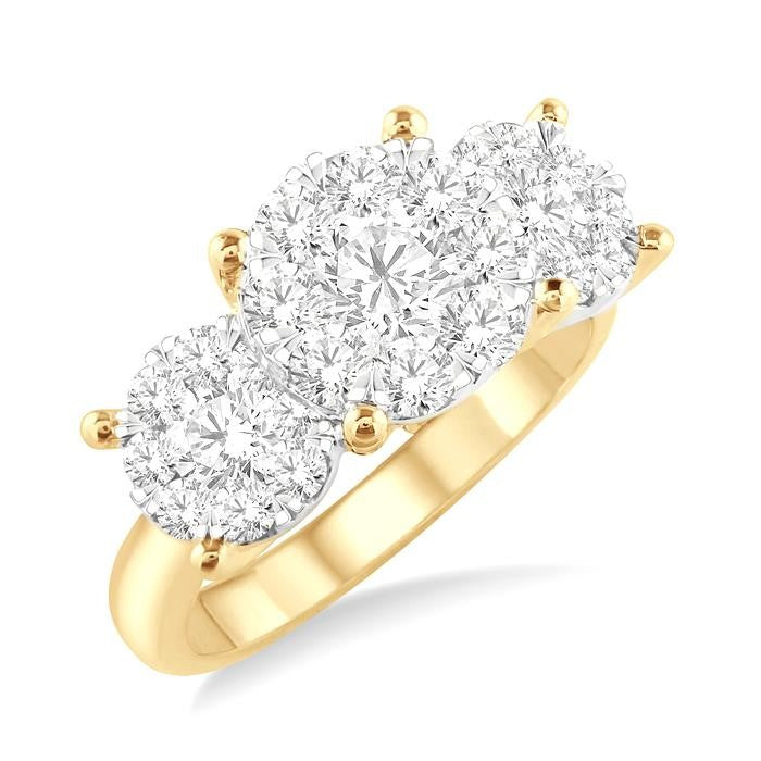 1 1/2 Ctw Shine Bright Round Cut Diamond Ring in 14K Yellow and White Gold