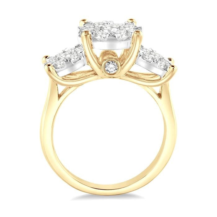 1 1/2 Ctw Shine Bright Round Cut Diamond Ring in 14K Yellow and White Gold