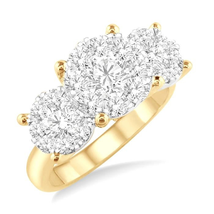 2 Ctw Shine Bright Round Cut Diamond Ring in 14K Yellow and White Gold