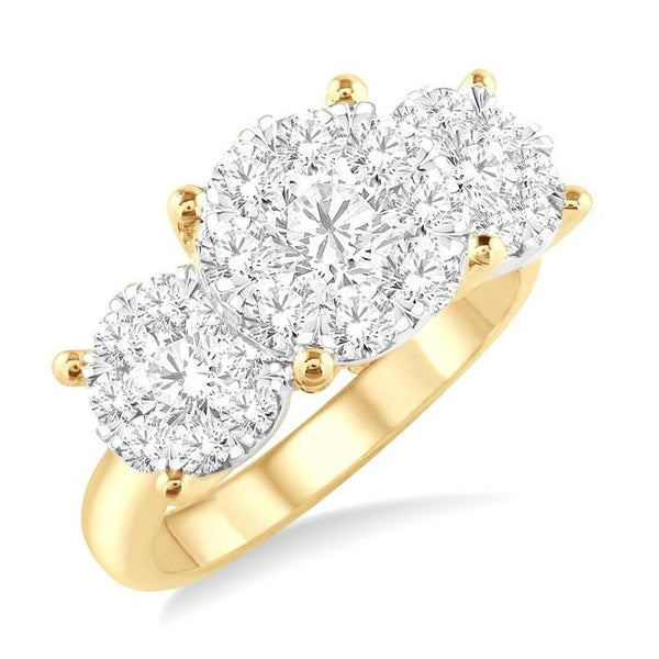 2 Ctw Shine Bright Round Cut Diamond Ring in 14K Yellow and White Gold