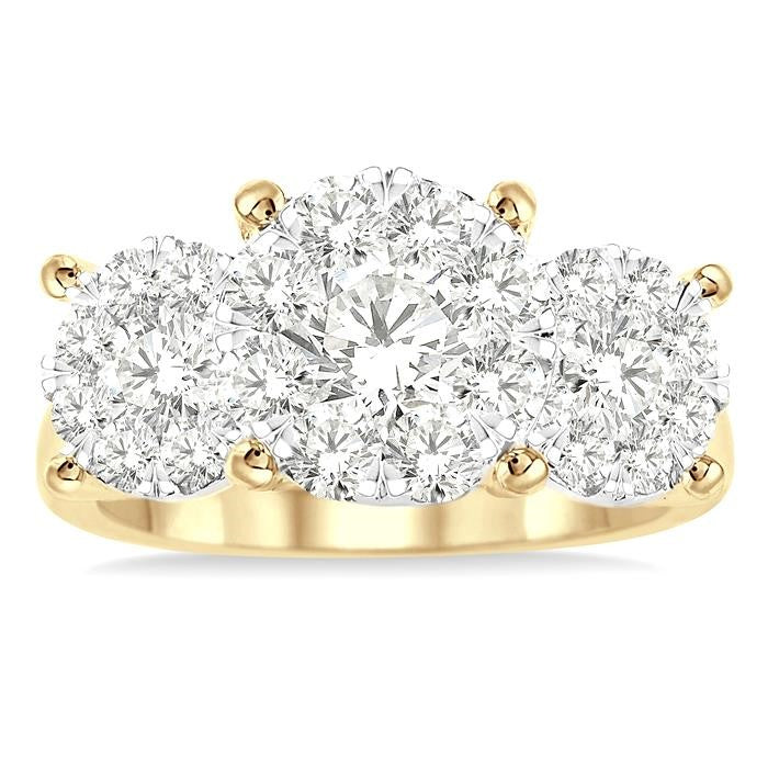 2 Ctw Shine Bright Round Cut Diamond Ring in 14K Yellow and White Gold