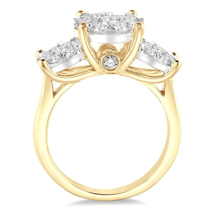 2 Ctw Shine Bright Round Cut Diamond Ring in 14K Yellow and White Gold