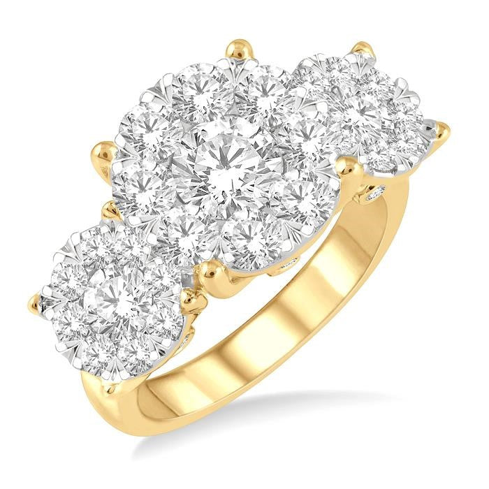 3 Ctw Shine Bright Round Cut Diamond Ring in 14K Yellow and White Gold