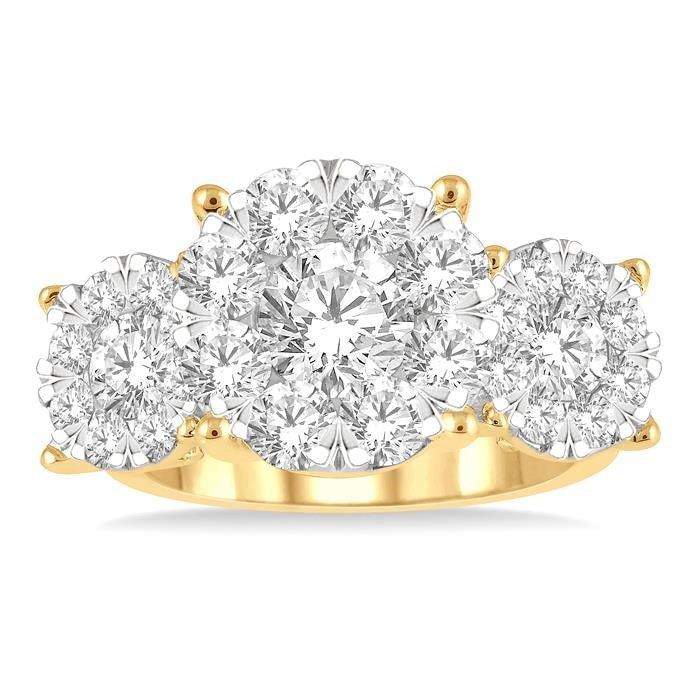 3 Ctw Shine Bright Round Cut Diamond Ring in 14K Yellow and White Gold