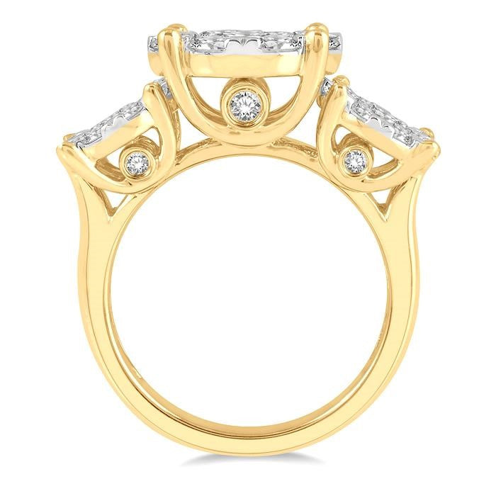 3 Ctw Shine Bright Round Cut Diamond Ring in 14K Yellow and White Gold
