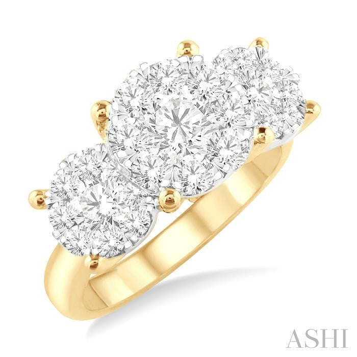 2 Ctw Shine Bright Round Cut Diamond Ring in 14K Yellow and White Gold