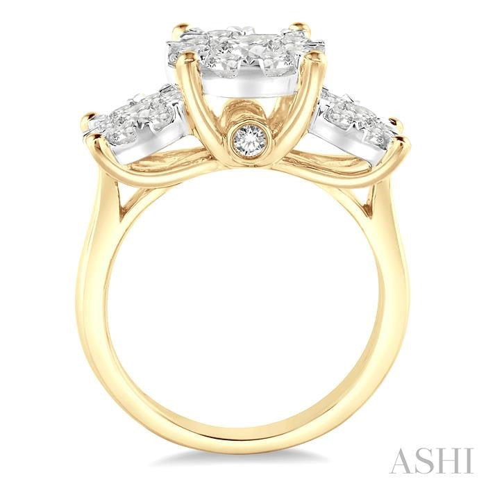 2 Ctw Shine Bright Round Cut Diamond Ring in 14K Yellow and White Gold
