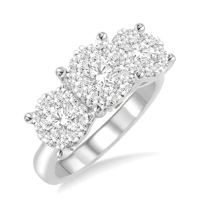 Round Shape Past Present & Future Shine Bright Essential Diamond Engagement Ring