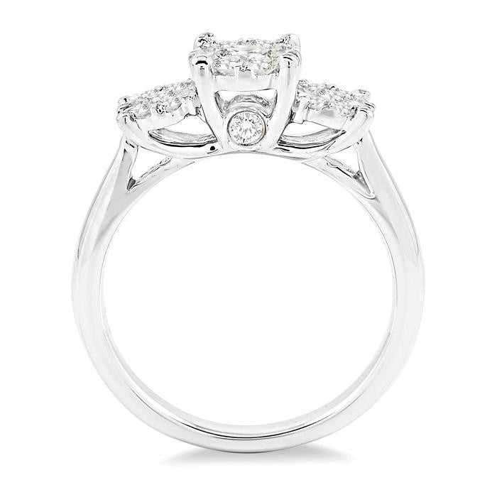1 Ctw Triple Circle Round Cut Shine Bright Diamond Ring in 14K White Gold