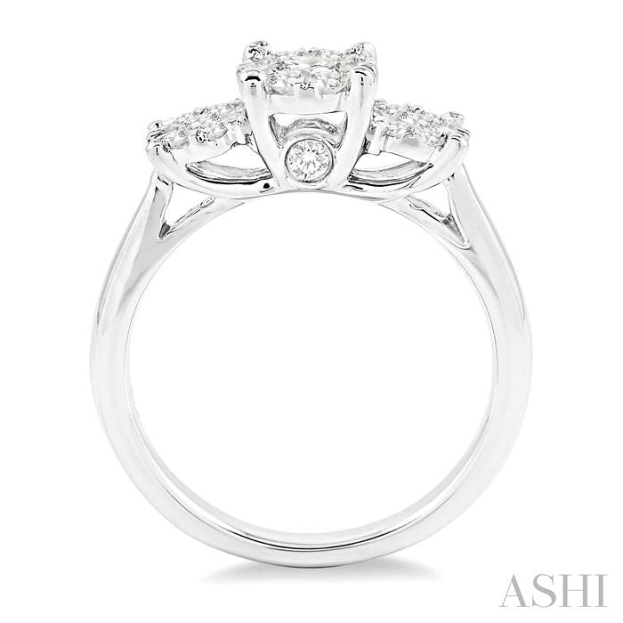 1 Ctw Triple Circle Round Cut Shine Bright Diamond Ring in 14K White Gold