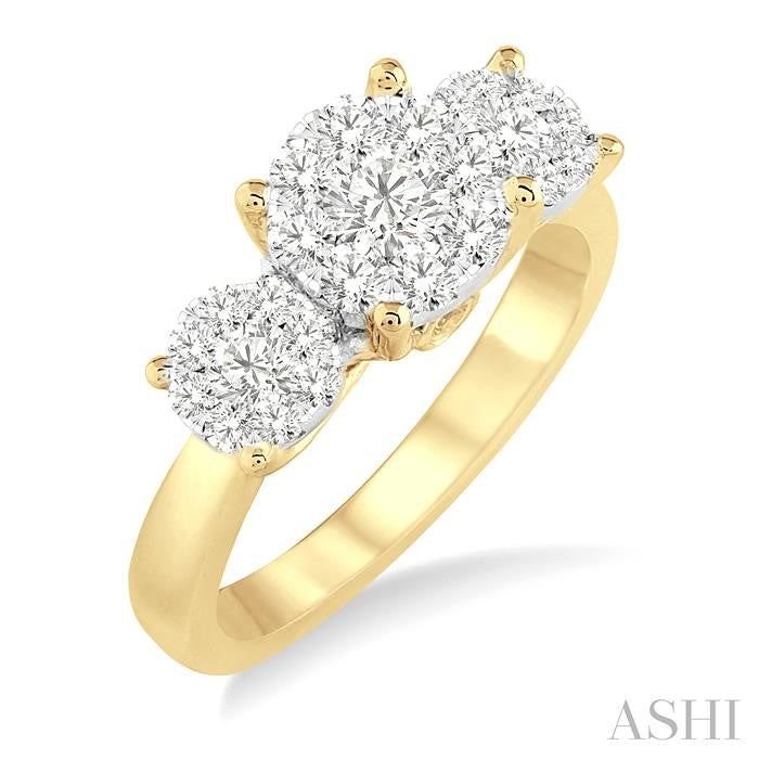 1 Ctw Shine Bright Round Cut Diamond Ring in 14K Yellow and White Gold