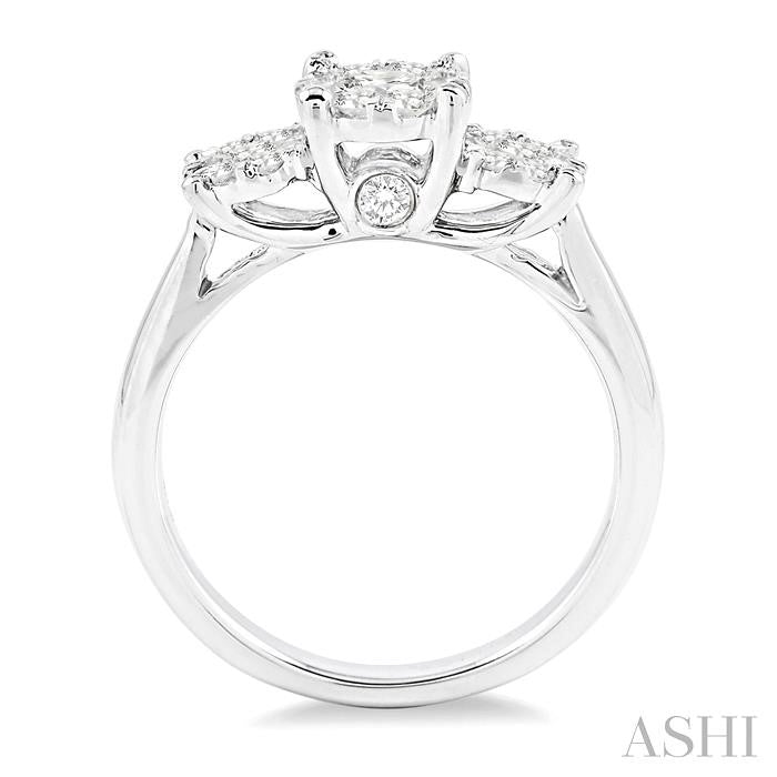 1 Ctw Triple Circle Round Cut Shine Bright Diamond Ring in 14K White Gold