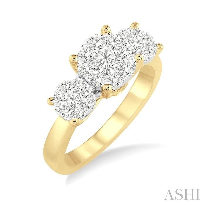 3/4 Ctw Shine Bright Round Cut Diamond Ring in 14K Yellow and White Gold