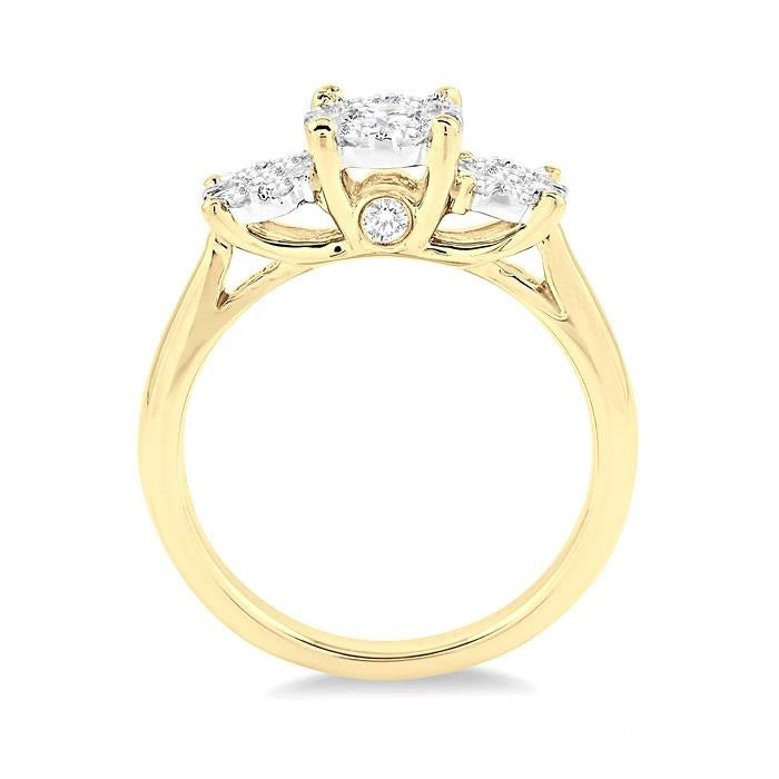 Round Shape Past Present & Future Shine Bright Essential Diamond Engagement Ring
