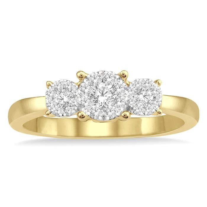 1/3 Ctw Shine Bright Round Cut Diamond Ring in 14K Yellow and White Gold