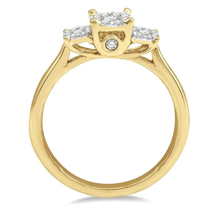 1/3 Ctw Shine Bright Round Cut Diamond Ring in 14K Yellow and White Gold