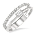 1/5 Ctw Double Row Baguette and Round Diamond Fashion Ring in 14K White Gold