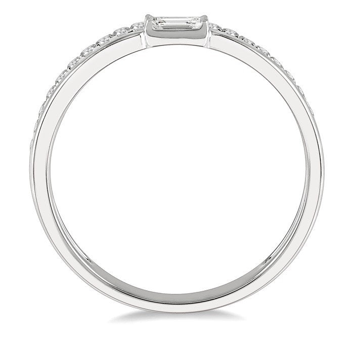 1/5 Ctw Double Row Baguette and Round Diamond Fashion Ring in 14K White Gold