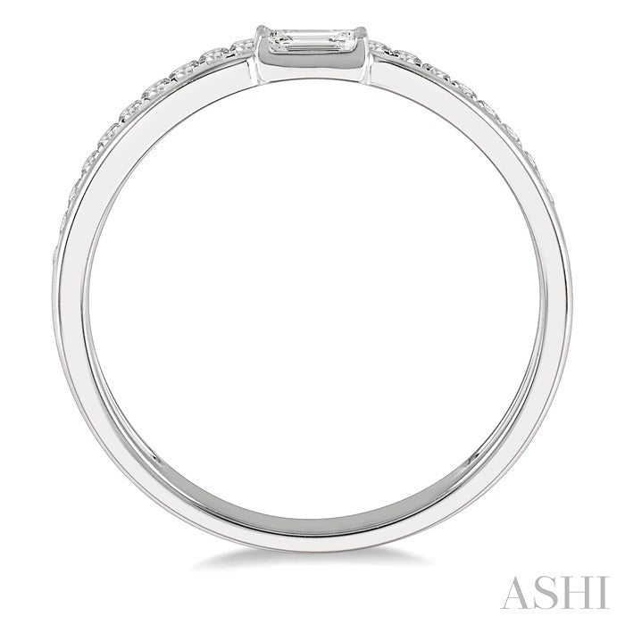 1/5 Ctw Double Row Baguette and Round Diamond Fashion Ring in 14K White Gold