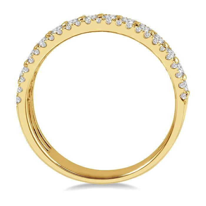 3/4 Ctw Round Cut Diamond Split Triple Band in 14K Yellow Gold