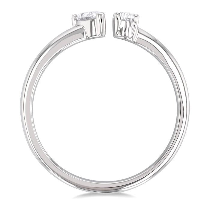 1/3 Ctw Toi Et Moi Oval and Pear Cut Diamond Open Fashion Ring in 14K White Gold